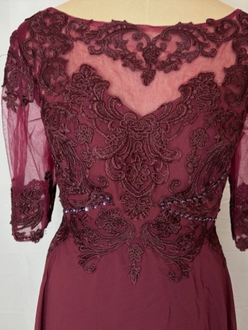 Elegant Women's Formal Burgandy Dress